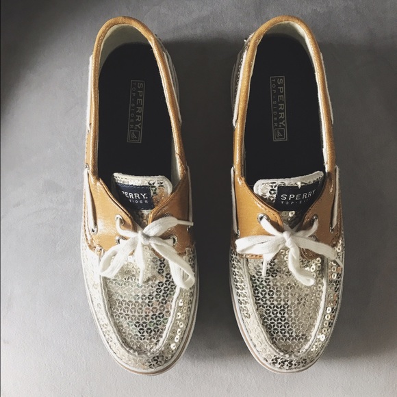 Gold Sequin Sperry Boat Shoes