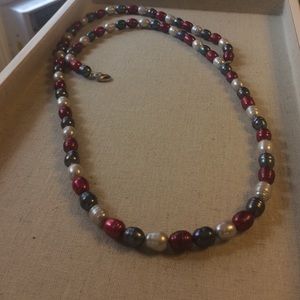 Honora   white , gray, burgundy pearl necklace
