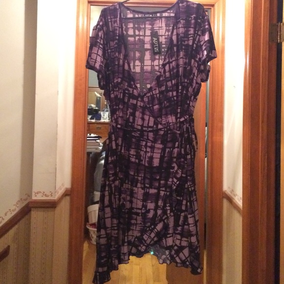 NWT Purple Apt 9 Faux Wrap Dress 3X
