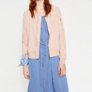 Pink blush colored Zara bomber jacket