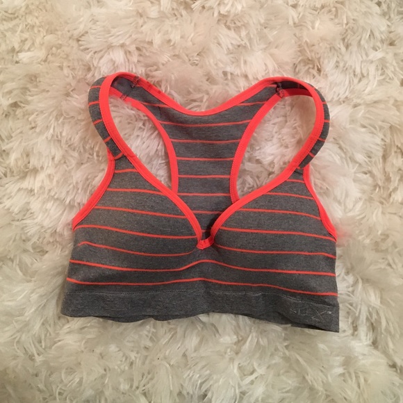 Orange Striped Sports Bra
