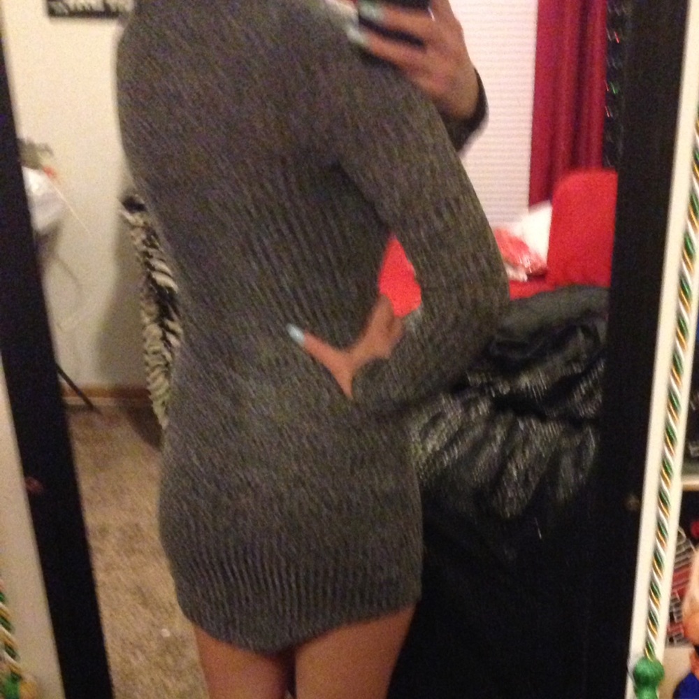 Cute sweater dress- light grey - Picture 4 of 4