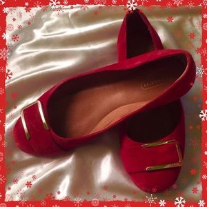 RED-GOLD-COACH SUEDE FLATS AUTHENTIC