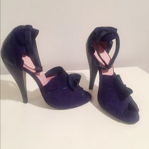 Rebecca Taylor Suede Peep-Toed Pumps