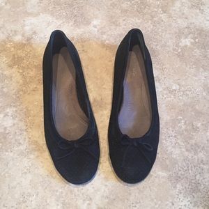 Black Suede Perforated Aerosole Flats