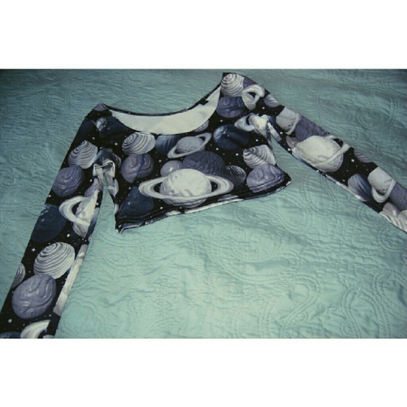 🔥last chance🔥Long Sleeve Planet Space 90s Crop