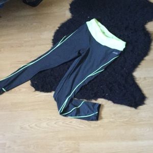 Gray and neon yellow running pants/leggings