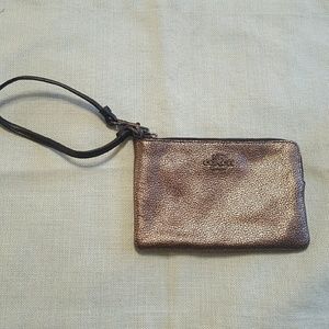 Gold Metallic Coach Wristlet