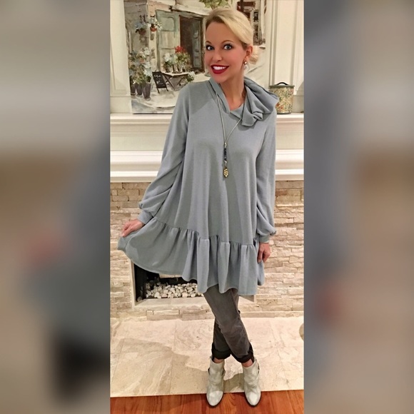 Pretty and warm in Baby blue! Cozy tunic dress! - Picture 2 of 2