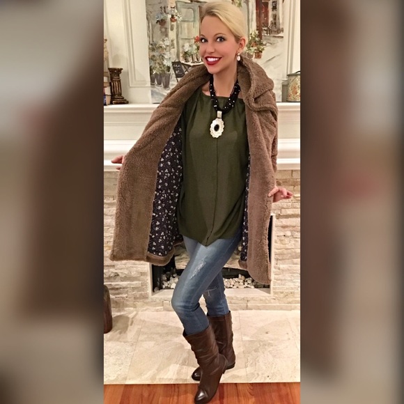Deep olive soft and cozy dolman swing tunic! - Picture 3 of 3