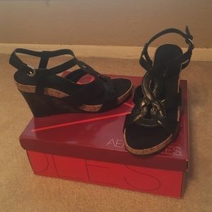 Aerosols black sandals size 7 1/2. Never worn.