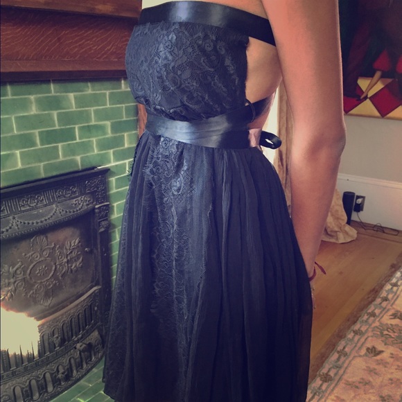 Black Lace Strapless Dress - Picture 1 of 3