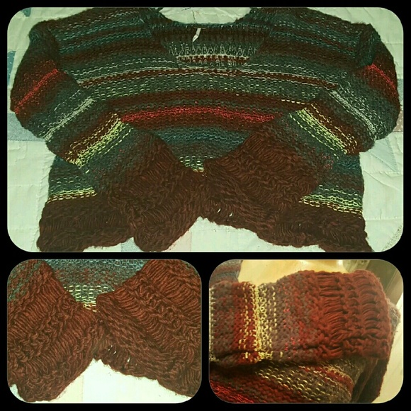 💣SOLD💥🌈 free People Chunky loose KNIT Flare Sleeve Sweater - Picture 2 of 4