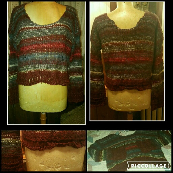 💣SOLD💥🌈 free People Chunky loose KNIT Flare Sleeve Sweater - Picture 3 of 4