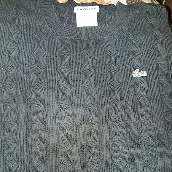 LACOSTE black cable knit sweater