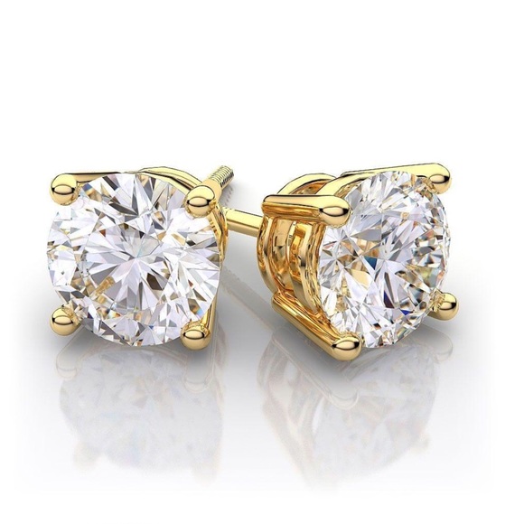 ONE LEFT💎🎉4.0CT Simulant Diamond 14K  Gold Studs - Picture 2 of 4