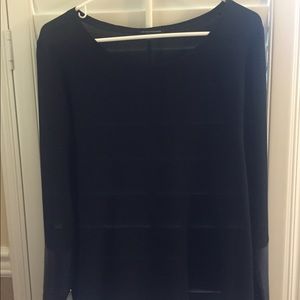 CLUB MONACO black long sleeve with leather