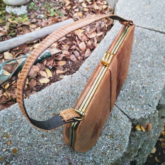 vintage exotic leather metal frame bag - Picture 2 of 4
