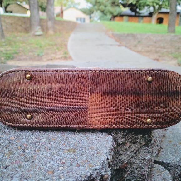 vintage exotic leather metal frame bag - Picture 3 of 4