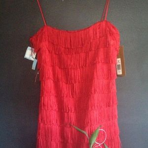 Red fringe dress