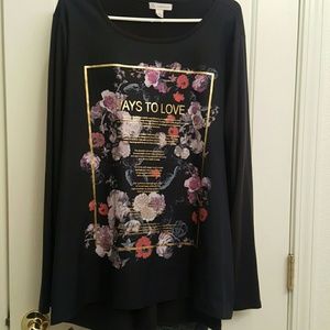 Black long sleeve flower top