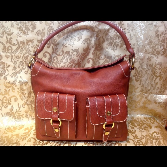 AUTHENTIC CELINE BROWN GENUINE LEATHER HANDBAG