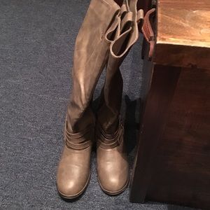 Taupe wide calf boots