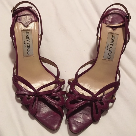 Purple leather Jimmy Choo sling backs