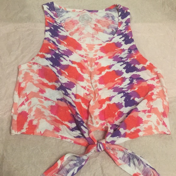 Pink and purple tie up muscle tank