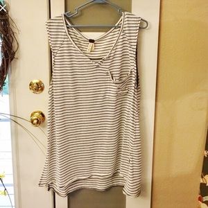 Black and white stripe free people top small