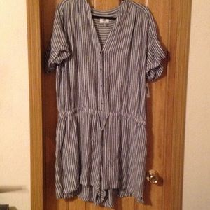 Greyish blue and white stripped old navy romper