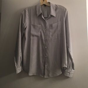 NWT - Ann Taylor - White Blouse with Black Stripes