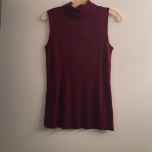 NWT- Burgundy leeveless sweater with mock collar