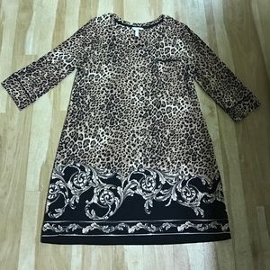 Soma Leopard Print 3/4 Sleeve Sleep shirt, size L