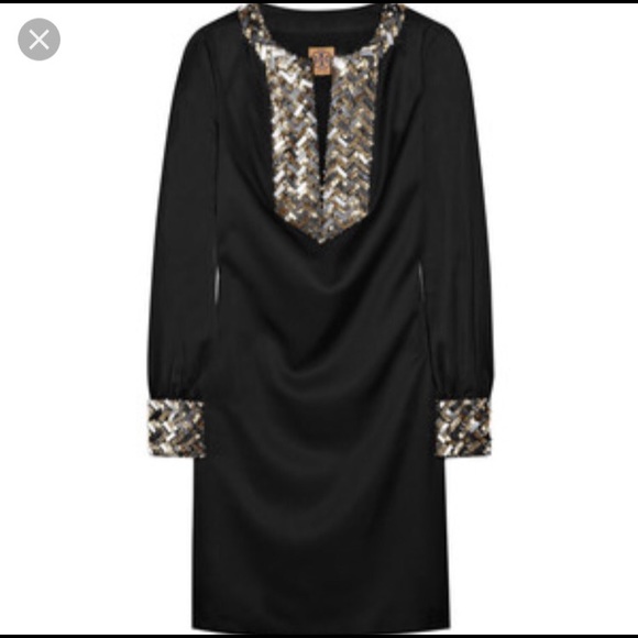 Tory Burch Barbara Beaded Satin Dress