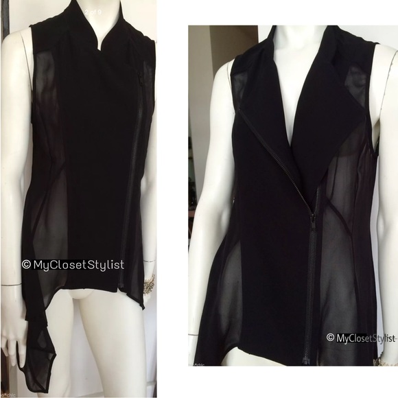 Eileen Fisher $300 Black Silk Asymmetrical Top! XS STUNNING GIFT - Picture 4 of 5