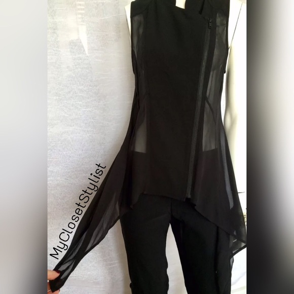 Eileen Fisher $300 Black Silk Asymmetrical Top! XS STUNNING GIFT - Picture 3 of 5