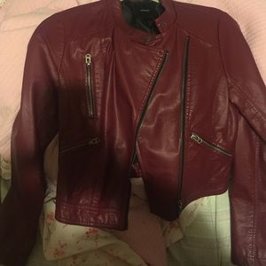 New Burgundy f21 leather jacket