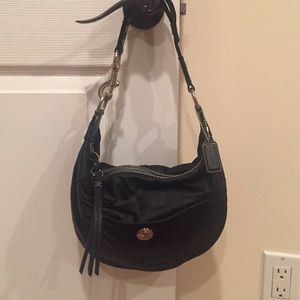 Coach Nylon Leather Black Hobo