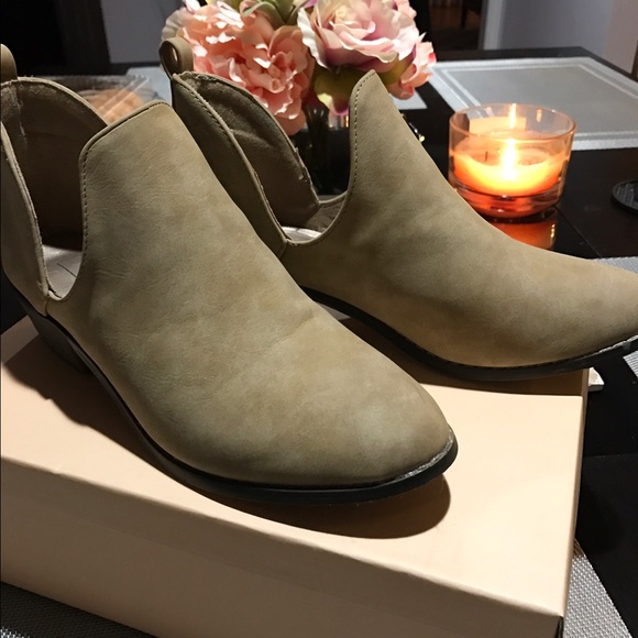 Beige tan ankle booties