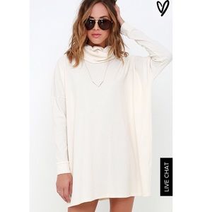 Turtle neck cream dress