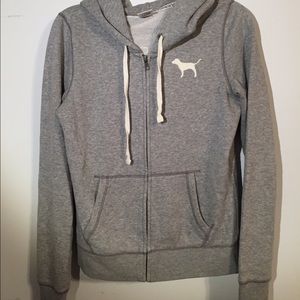 Pink gray zip sweatshirt
