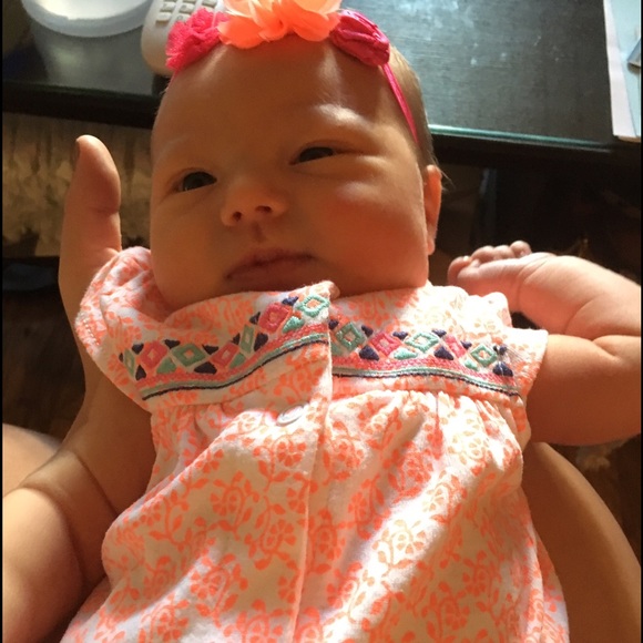 Carter's newborn orange embroidered onesie
