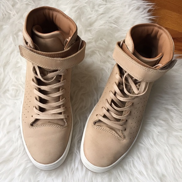 Lacoste Beige Leather High Top Sneakers - Picture 2 of 4