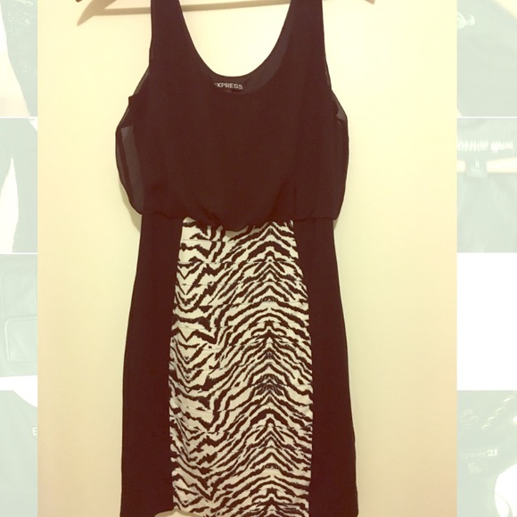 Express black and zebra print dress - Picture 1 of 2