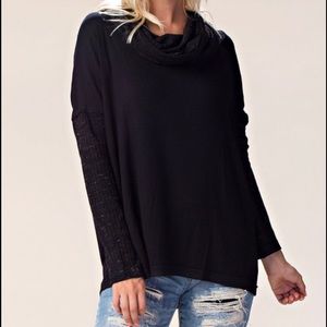 Long sleeve cowl neck knit sweater