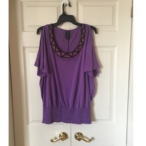 Beaded Cold-shoulder Top