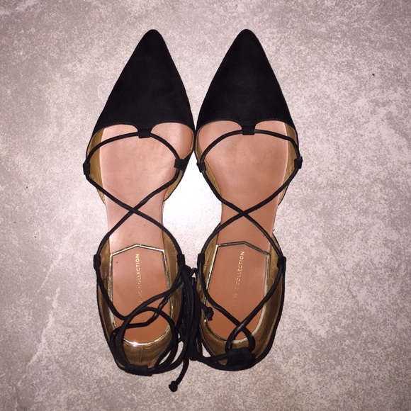 Zara black lace up flats