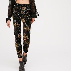 Free People velvet printed moto skinny ankle, 8.