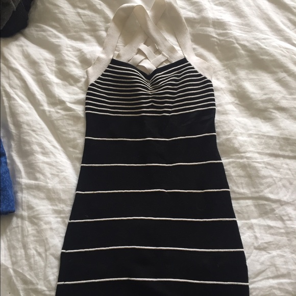 Black and white stripe dress with strappy back